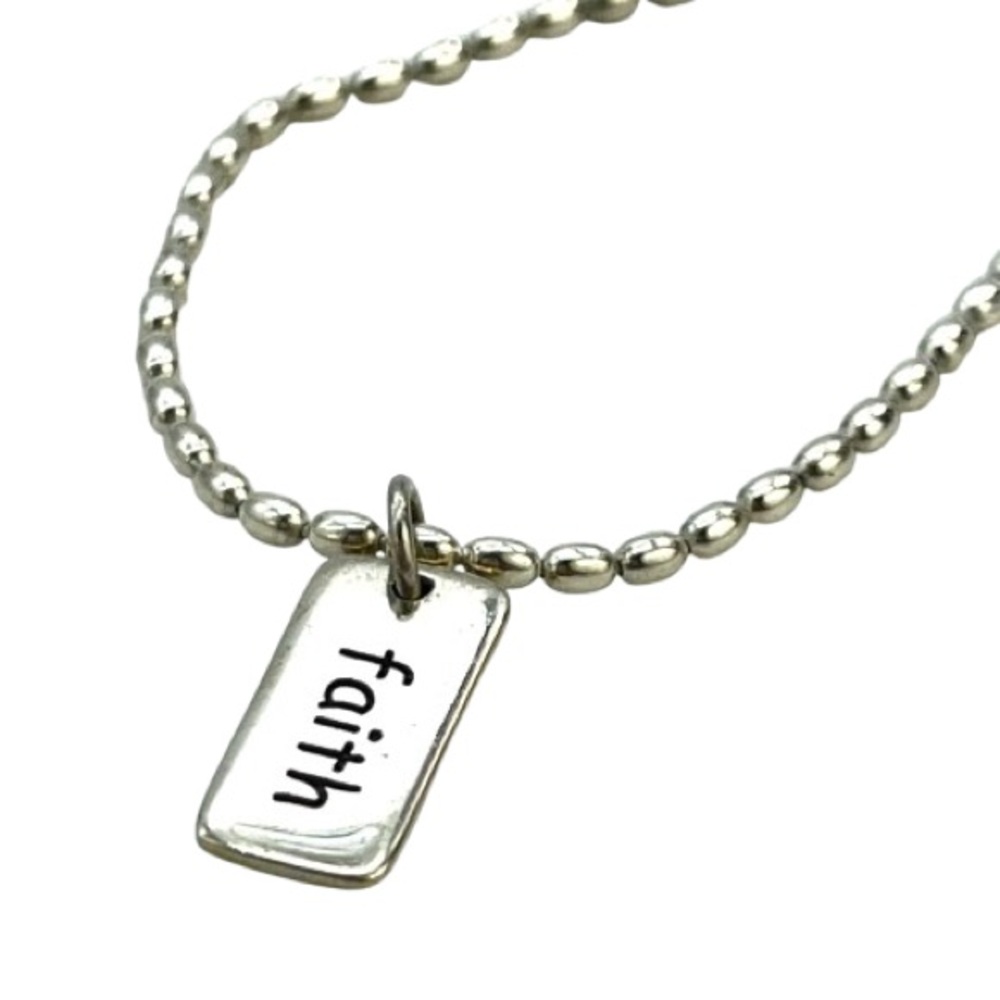 Silver FAITH Charm Pendant 925 Sterling Bead Necklace | Positive Affirmation